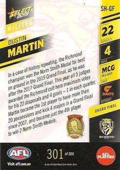 2019 Select AFL Hilites #SH-GF Dustin Martin Back
